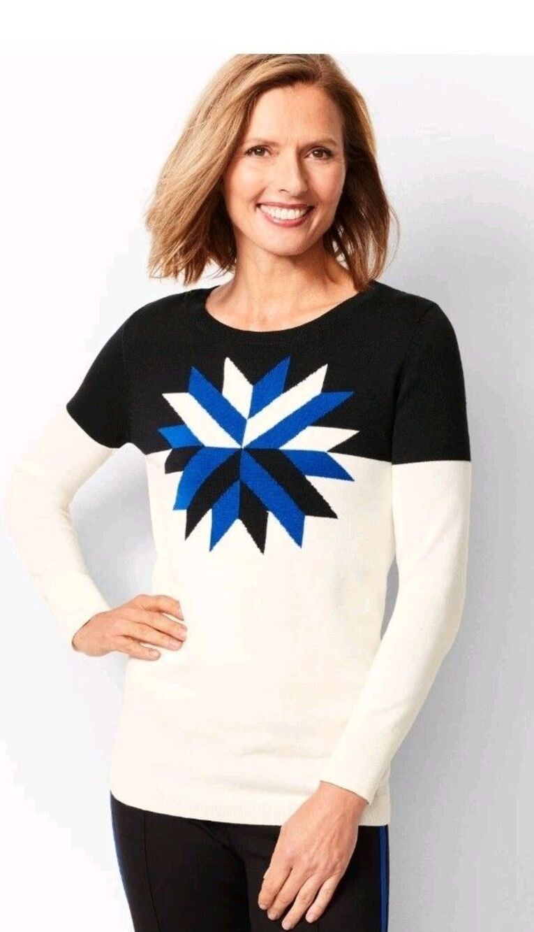 NWT Talbots Petites Intarsia Sweater Cotton Wool Blend Thermolite Retail $89